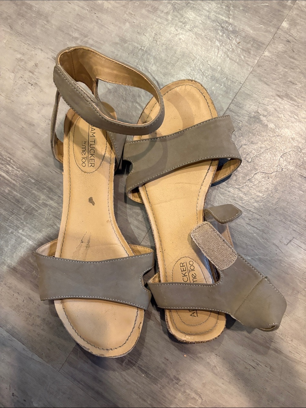 Adam Tucker Taupe/Gray Open-Toe Ankle-Strap Sandals